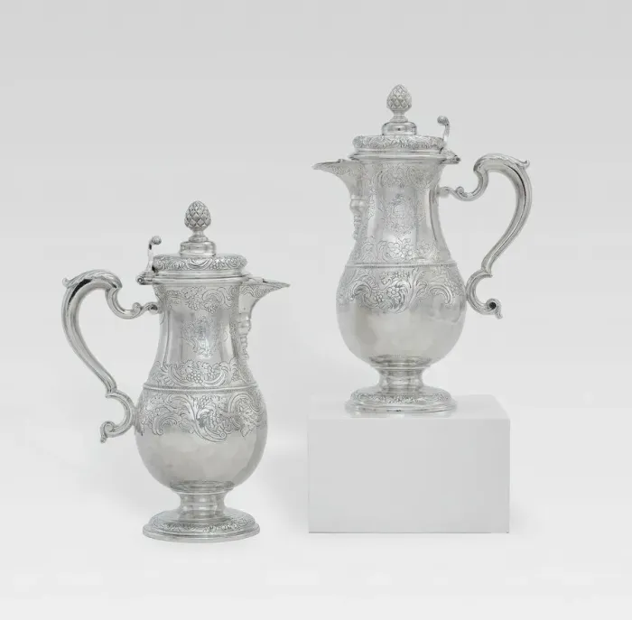 Framed Print : Pair of Wine Ewers, Dublin, c. 1740. Creator: David Bomes Framed Print : Pair of Wine Ewers, Dublin, c. 1740. Creator: David Bomes