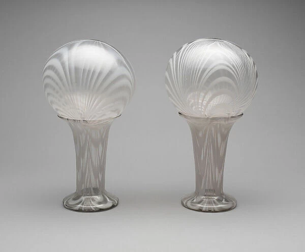Pair of Witch Balls with Vases, 1850  /  75. Creator: Unknown