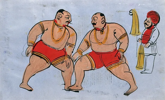 Framed Print : A pair of wrestlers. Creator: Unknown Framed Print : A pair of wrestlers. Creator: Unknown