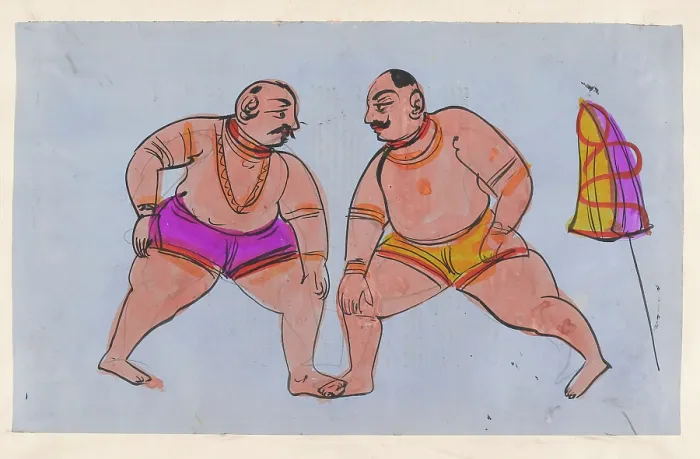Framed Print : A pair of wrestlers. Creator: Unknown Framed Print : A pair of wrestlers. Creator: Unknown