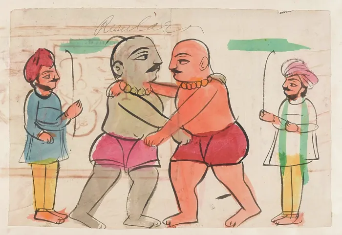 Framed Print : A pair of wrestlers. Creator: Unknown Framed Print : A pair of wrestlers. Creator: Unknown