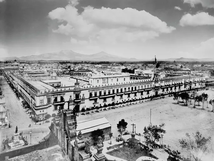 Framed Print : The Palace from the Cathedral, city of Mexico, between 1880 and 1897. Creator: Unknown Framed Print : The Palace from the Cathedral, city of Mexico, between 1880 and 1897. Creator: Unknown