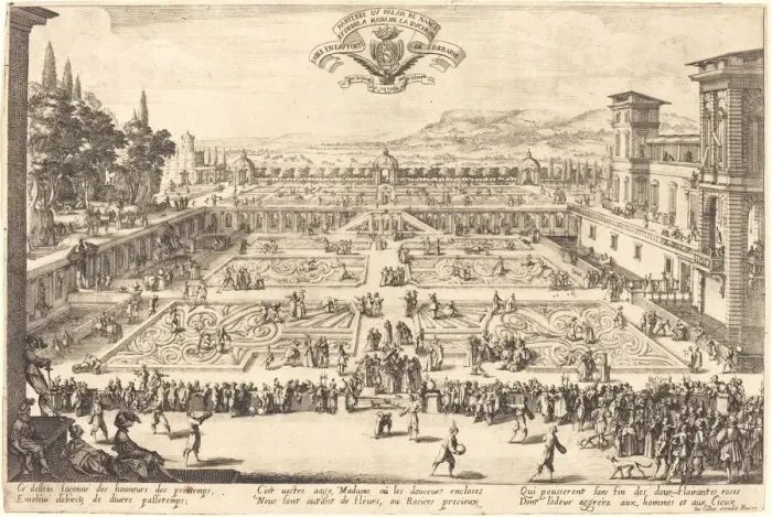 Framed Print : The Palace Gardens at Nancy, 1625. Creator: Jacques Callot Framed Print : The Palace Gardens at Nancy, 1625. Creator: Jacques Callot