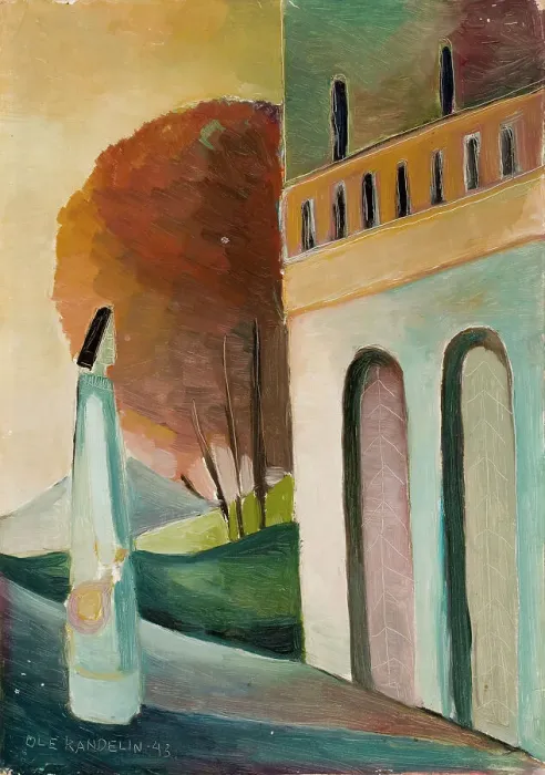 Framed Print : At a Palace Gate, 1943. Creator: Ole Kandelin