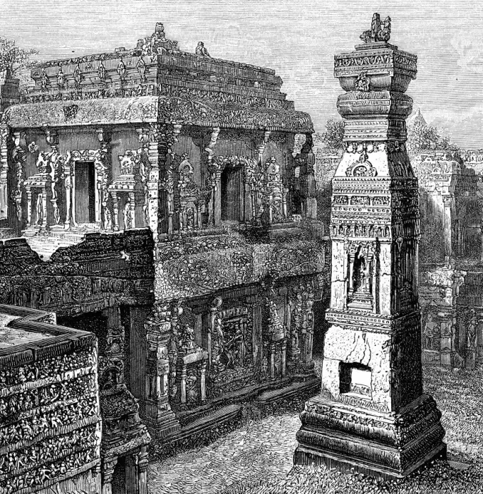 Framed Print : The Palace of Kailash, Ellora, India, 1895 Framed Print : The Palace of Kailash, Ellora, India, 1895