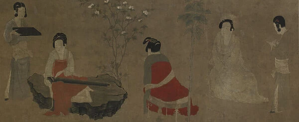 Palace Ladies Tuning a Zither (qin), Ming dynasty, 1368-1644. Creator: Unknown