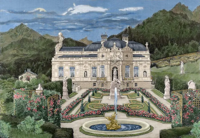 Framed Print : Palace of Linderhof, 1886. Ludwig II of Bavaria (1845-1886), King of Bavaria, 1886. Creator: Unknown Framed Print : Palace of Linderhof, 1886. Ludwig II of Bavaria (1845-1886), King of Bavaria, 1886. Creator: Unknown