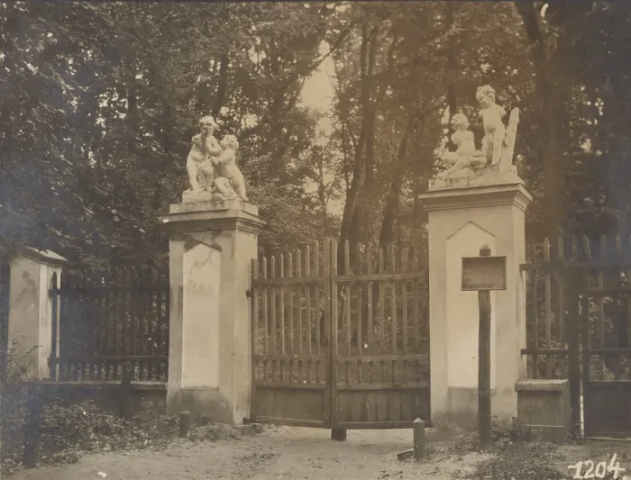 Framed Print : Palace and Park Complex - park gate, Czartoryski, Pulawy, 1919. Creator: Juliusz Klos