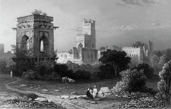 Framed Print : Palace of the Seven Stories, - Beejapore, 1834. Creator: William Purser Framed Print : Palace of the Seven Stories, - Beejapore, 1834. Creator: William Purser