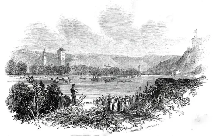 Framed Print : The Palace of Stolzenfels, on the Rhine, 1845. Creator: Ebenezer Landells Framed Print : The Palace of Stolzenfels, on the Rhine, 1845. Creator: Ebenezer Landells