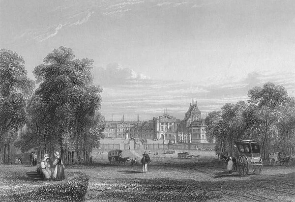 The Palace of Versailles from the Paris Avenue, 1839. Artist: S Fisher