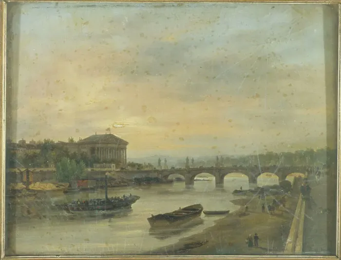 Framed Print : Palais Bourbon and the Pont Louis-XVI (Pont de la Concorde), 1826. Creator: Giuseppe Canella Framed Print : Palais Bourbon and the Pont Louis-XVI (Pont de la Concorde), 1826. Creator: Giuseppe Canella