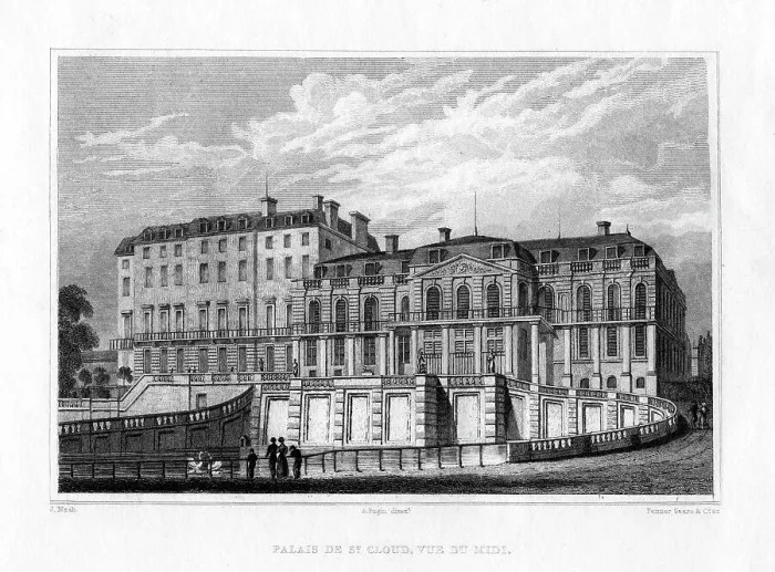Framed Print : Palais de St Cloud, Paris, c1830. Artist: J Nash Framed Print : Palais de St Cloud, Paris, c1830. Artist: J Nash