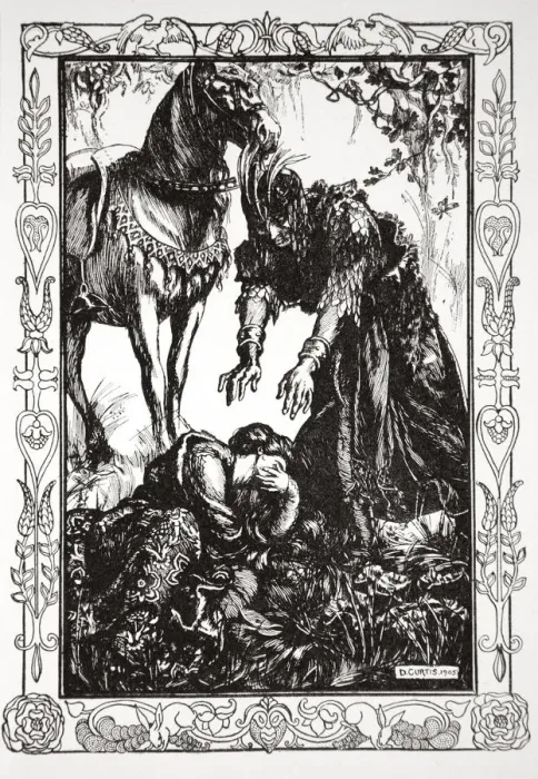 Framed Print : Palamides appeared before her, 1905. Artist: Dora Curtis Framed Print : Palamides appeared before her, 1905. Artist: Dora Curtis