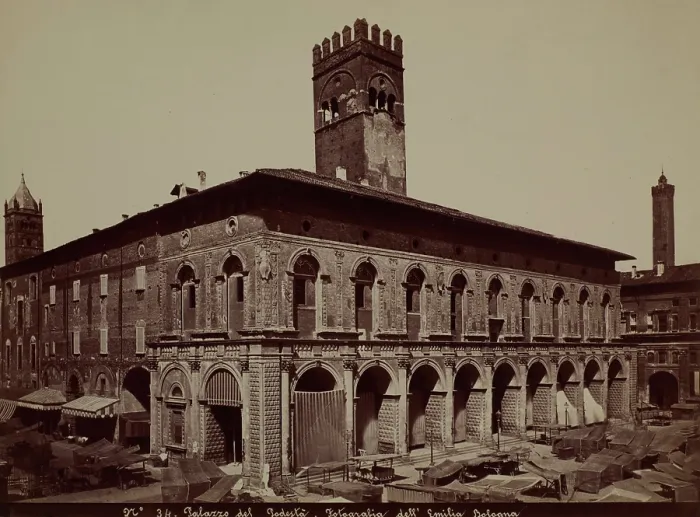 Framed Print : Palazzo del Podesta, Piazza Maggiore, Bologna, around 1880. Creator: Emilia