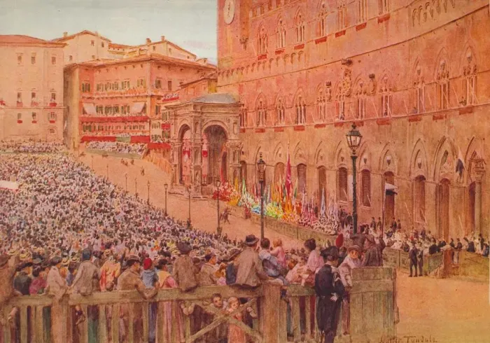 Framed Print : The Palio of Siena, c1900 (1913). Artist: Walter Frederick Roofe Tyndale Framed Print : The Palio of Siena, c1900 (1913). Artist: Walter Frederick Roofe Tyndale