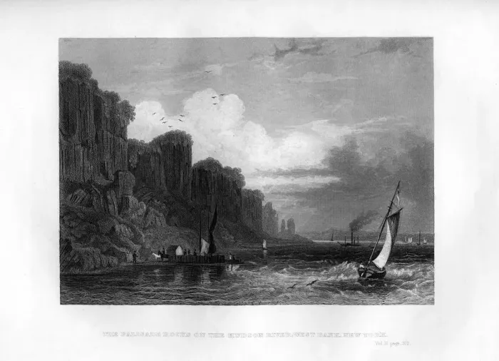 Framed Print : The Palisade Rocks on the Hudson River, West Bank, New York, 1855 Framed Print : The Palisade Rocks on the Hudson River, West Bank, New York, 1855