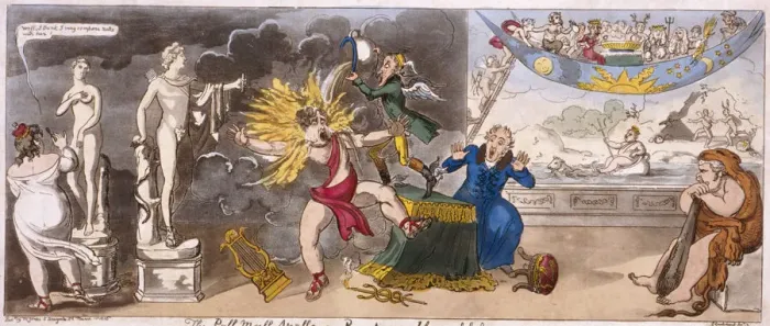 Framed Print : The Pall Mall Apollo or R-ty in a blaze, 1816. Artist: Isaac Cruikshank Framed Print : The Pall Mall Apollo or R-ty in a blaze, 1816. Artist: Isaac Cruikshank