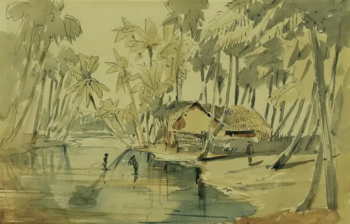 Framed Print : Palm grove in Ceylon (Sri Lanka), 1858. Creator: Joseph Selleny Framed Print : Palm grove in Ceylon (Sri Lanka), 1858. Creator: Joseph Selleny