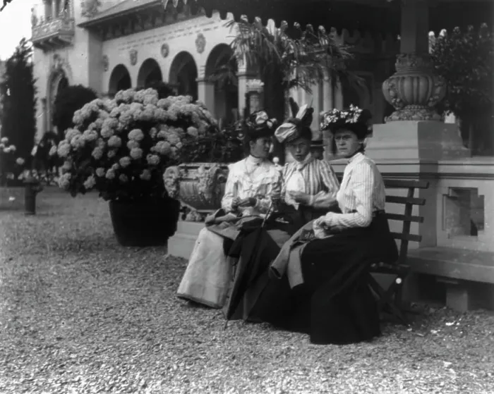 Framed Print : Pan-American Exposition, Buffalo, N.Y. 1901: 3 women seated on bench, 1901. Creator: Frances Benjamin Johnston Framed Print : Pan-American Exposition, Buffalo, N.Y. 1901: 3 women seated on bench, 1901. Creator: Frances Benjamin Johnston