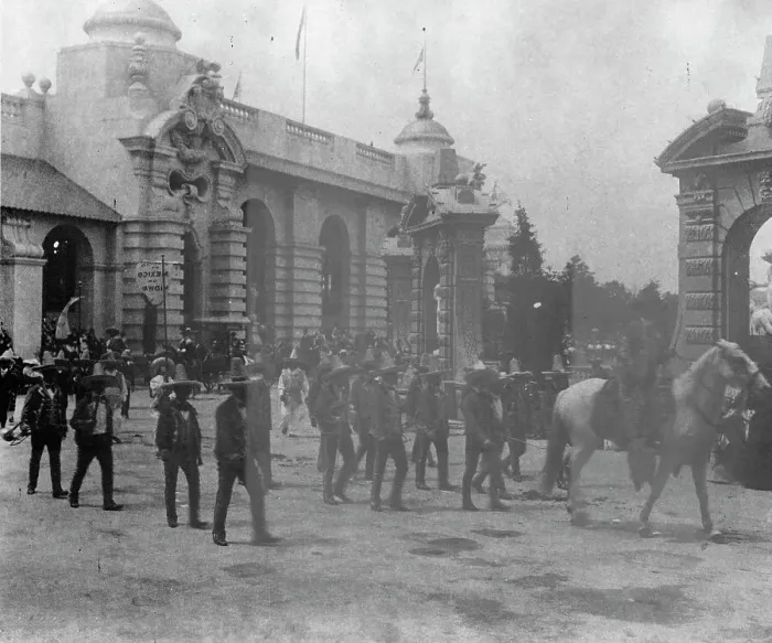 Framed Print : Pan-American midway parade, 1901. Creator: Frances Benjamin Johnston Framed Print : Pan-American midway parade, 1901. Creator: Frances Benjamin Johnston