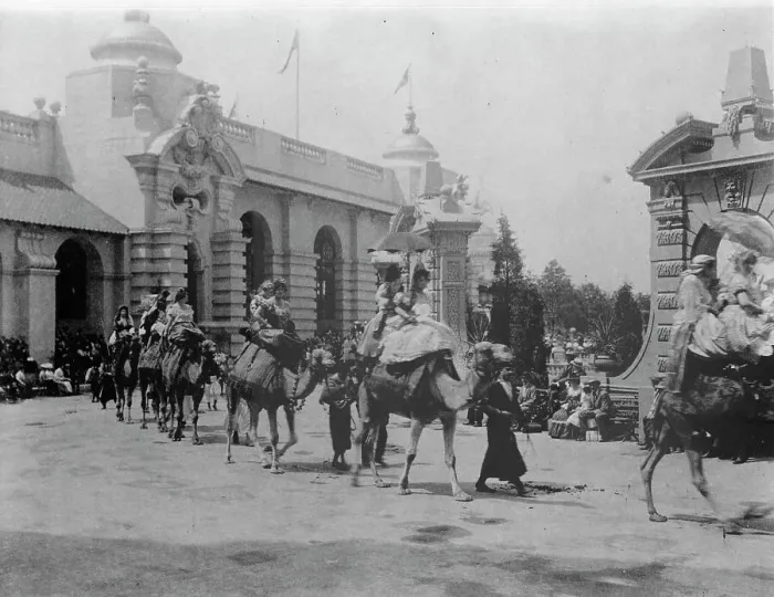 Framed Print : Pan-American midway parade, 1901. Creator: Frances Benjamin Johnston Framed Print : Pan-American midway parade, 1901. Creator: Frances Benjamin Johnston