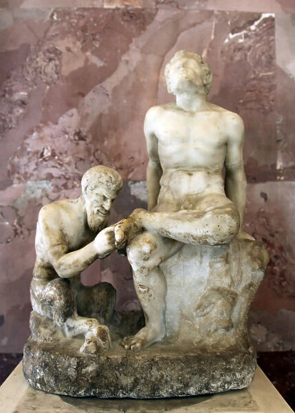 Pan and satyr, Pan removing a splinter from a satyrs foot