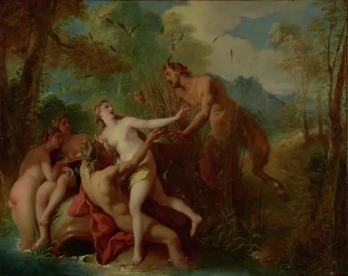 Framed Print : Pan and Syrinx, 1722-1724. Creator: Jean Francois de Troy Framed Print : Pan and Syrinx, 1722-1724. Creator: Jean Francois de Troy