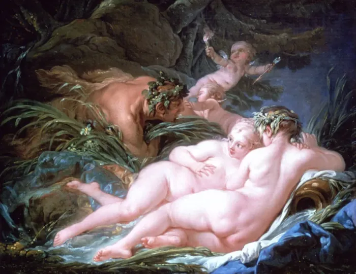 Framed Print : Pan and Syrinx, 1759. Artist: Francois Boucher Framed Print : Pan and Syrinx, 1759. Artist: Francois Boucher