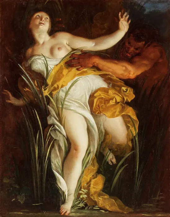 Framed Print : Pan and Syrinx. Creator: Dorigny, Louis (Ludovico) (1654-1742) Framed Print : Pan and Syrinx. Creator: Dorigny, Louis (Ludovico) (1654-1742)