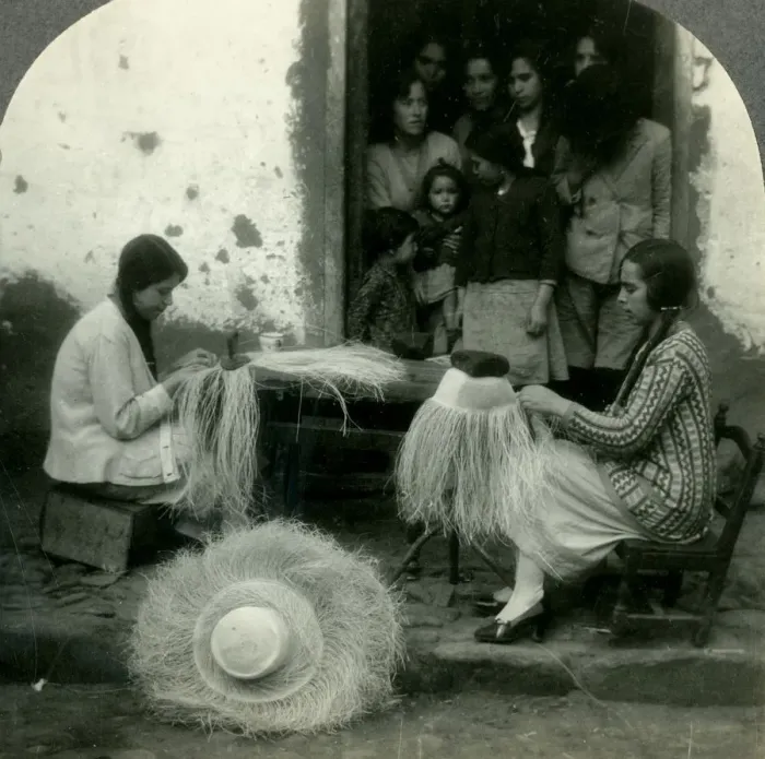 Framed Print : Panama Hats are Woven in the Cool of the Morning and Evening. Tabacunda, Ecuador, c1930s Framed Print : Panama Hats are Woven in the Cool of the Morning and Evening. Tabacunda, Ecuador, c1930s