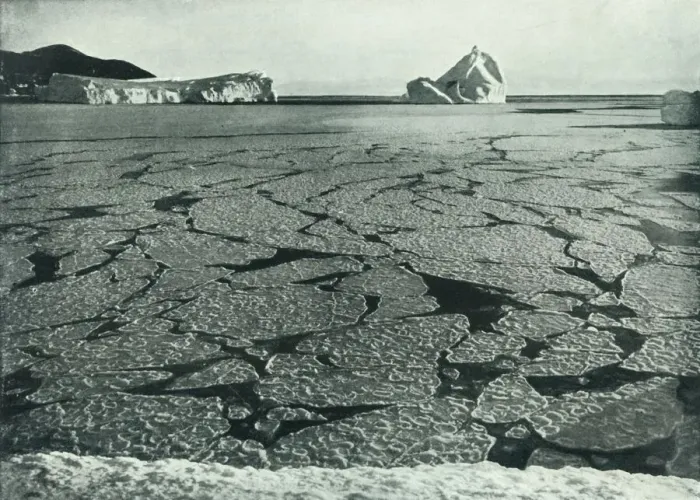 Framed Print : Pancake Ice Forming Into Floes Off Cape Evans, c1910-1913, (1913). Artist Framed Print : Pancake Ice Forming Into Floes Off Cape Evans, c1910-1913, (1913). Artist