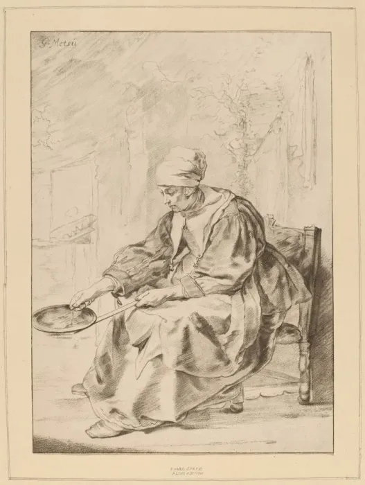 Framed Print : Pancake Woman, 1768. Creator: Johannes Kornlein Framed Print : Pancake Woman, 1768. Creator: Johannes Kornlein
