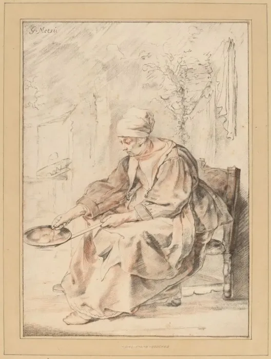 Framed Print : Pancake Woman, 1768. Creator: Johannes Kornlein Framed Print : Pancake Woman, 1768. Creator: Johannes Kornlein