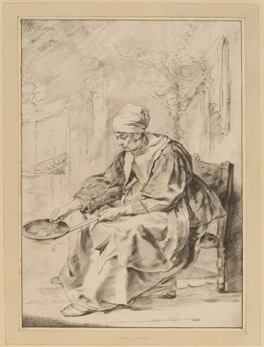 Framed Print : Pancake Woman, 1768. Creator: Johannes Kornlein Framed Print : Pancake Woman, 1768. Creator: Johannes Kornlein