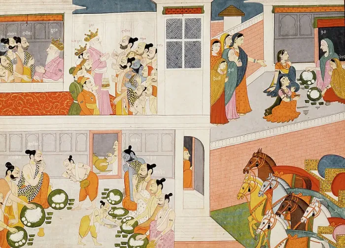 Framed Print : The Pandavas in King Drupad's Court, Folio from a Mahabharata... between c1775 and c1800. Creator: Unknown Framed Print : The Pandavas in King Drupad's Court, Folio from a Mahabharata... between c1775 and c1800. Creator: Unknown