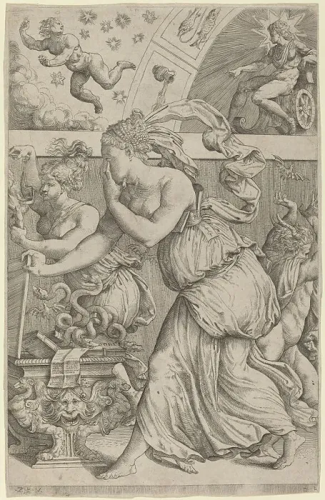 Framed Print : Pandora Opening Her Box, 1557. Creator: Master Z.B.M Framed Print : Pandora Opening Her Box, 1557. Creator: Master Z.B.M
