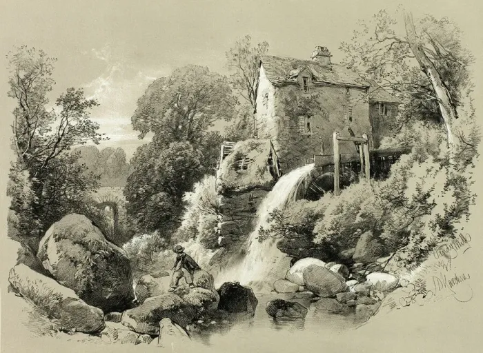 Framed Print : Pandy Mill, from Picturesque Selections, c. 1859-60. Creator: James Duffield Harding Framed Print : Pandy Mill, from Picturesque Selections, c. 1859-60. Creator: James Duffield Harding