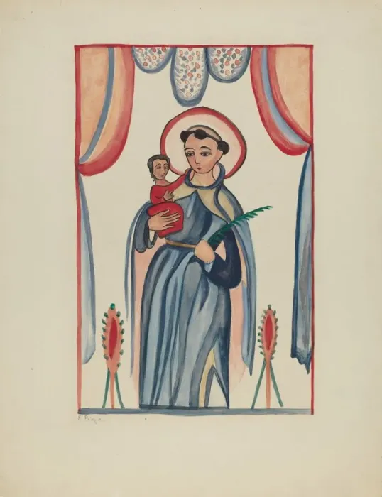 Framed Print : Panel from Altar Piece of San Antonio, c. 1936. Creator: E. Boyd Framed Print : Panel from Altar Piece of San Antonio, c. 1936. Creator: E. Boyd