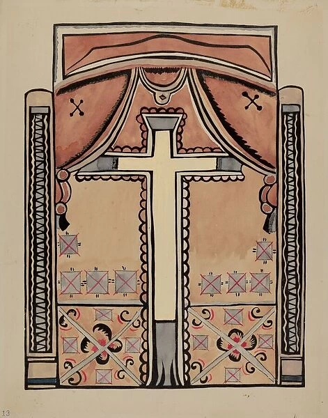 Panel - Cross and Drapes, 1935  /  1942. Creator: Unknown