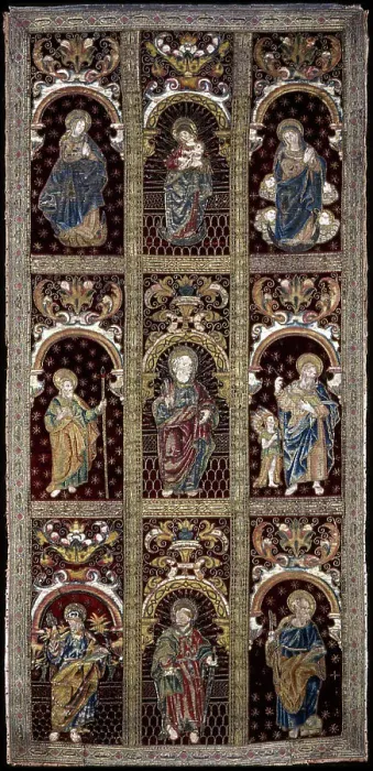 Framed Print : Panel (Made of Reassembled Fragments from Orphrey Bands), Spain, 17th century. Creator: Unknown Framed Print : Panel (Made of Reassembled Fragments from Orphrey Bands), Spain, 17th century. Creator: Unknown
