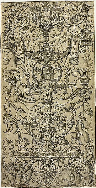 Panel of Ornament with a Birdcage, c.1507. Creator: Nicoletto da Modena