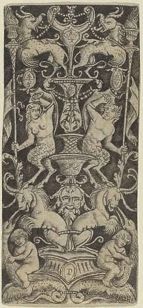 Panel of Ornament with Two Naked Children on Monstrous Beasts, c. 1505 / 1520. Creator: Peregrino da Cesena