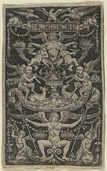 Panel of Ornament with a Satyress Feeding Two Children, c. 1505 / 1520. Creator: Peregrino da Cesena