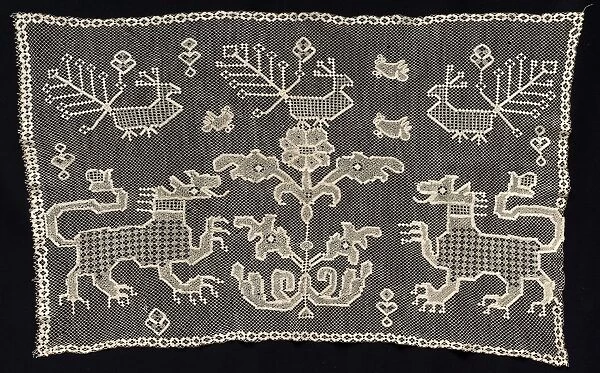 Panel with Panthers, Birds, and Floral Motifs, 18th-19th century. Creator: Unknown