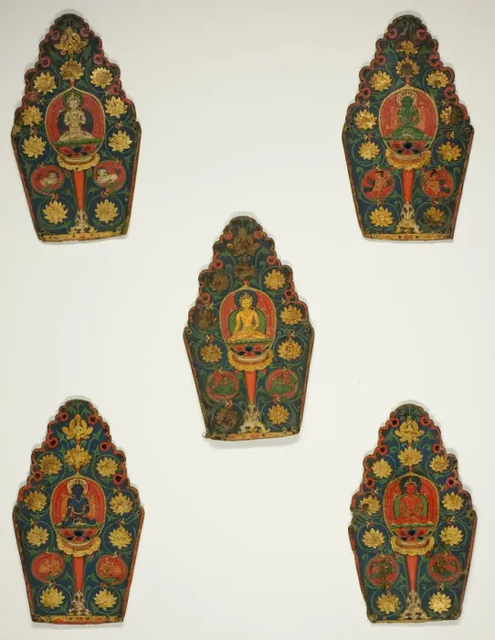 Framed Print : Five Panels of a Vajrasattva Crown with Transcendental Buddhas, 15th century Framed Print : Five Panels of a Vajrasattva Crown with Transcendental Buddhas, 15th century