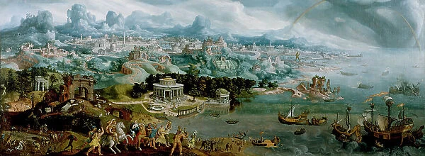 Panorama with the Abduction of Helen Amidst the Wonders of the Ancient World, 1535. Creator: Maerten van Heemskerck
