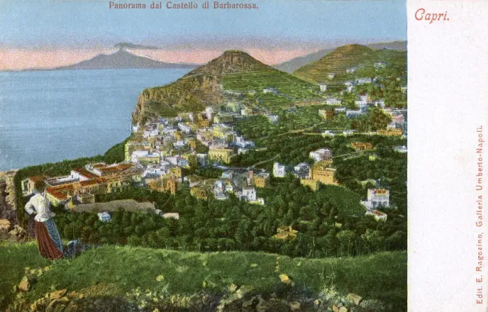 Framed Print : Panorama of the Castello di Barbarossa, Capri, Italy, early 20th century(?) Framed Print : Panorama of the Castello di Barbarossa, Capri, Italy, early 20th century(?)