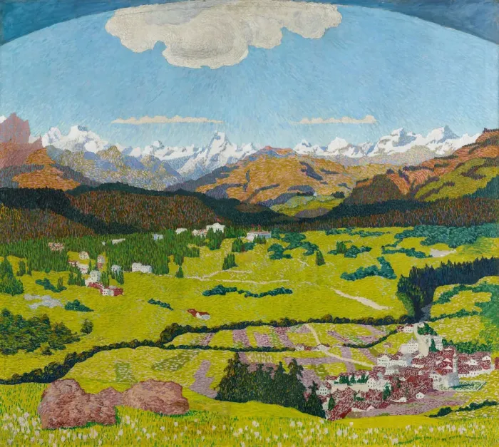 Framed Print : Panorama of Flims. Triptych, central panel, 1904. Creator: Giacometti, Giovanni (1868-1933) Framed Print : Panorama of Flims. Triptych, central panel, 1904. Creator: Giacometti, Giovanni (1868-1933)