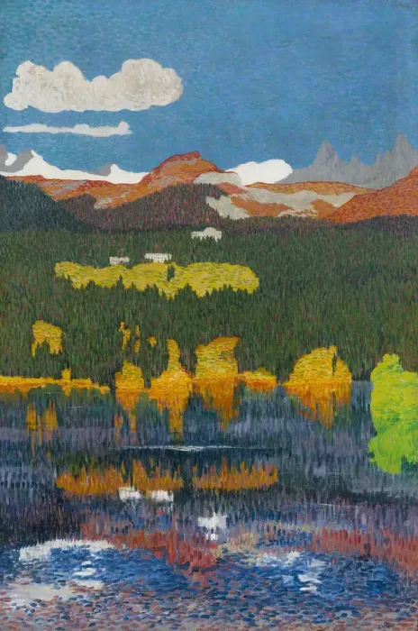 Framed Print : Panorama of Flims. Triptych, left panel, 1904. Creator: Giacometti, Giovanni (1868-1933) Framed Print : Panorama of Flims. Triptych, left panel, 1904. Creator: Giacometti, Giovanni (1868-1933)
